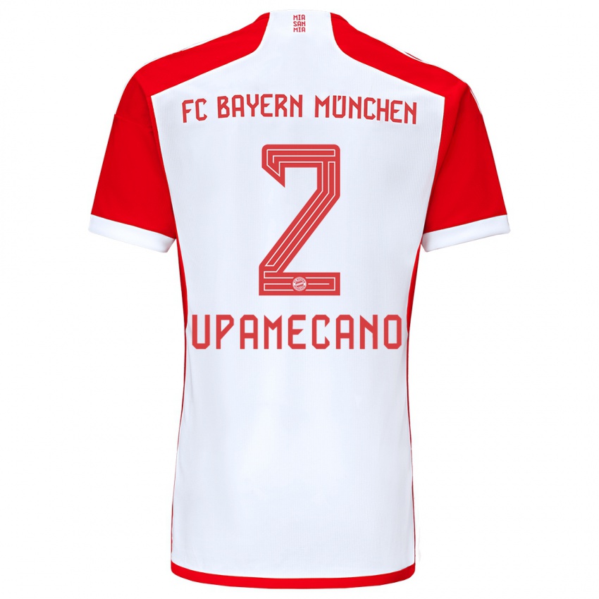Hombre Camiseta Dayot Upamecano #2 Rojo Blanco 1ª Equipación 2023/24 La Camisa