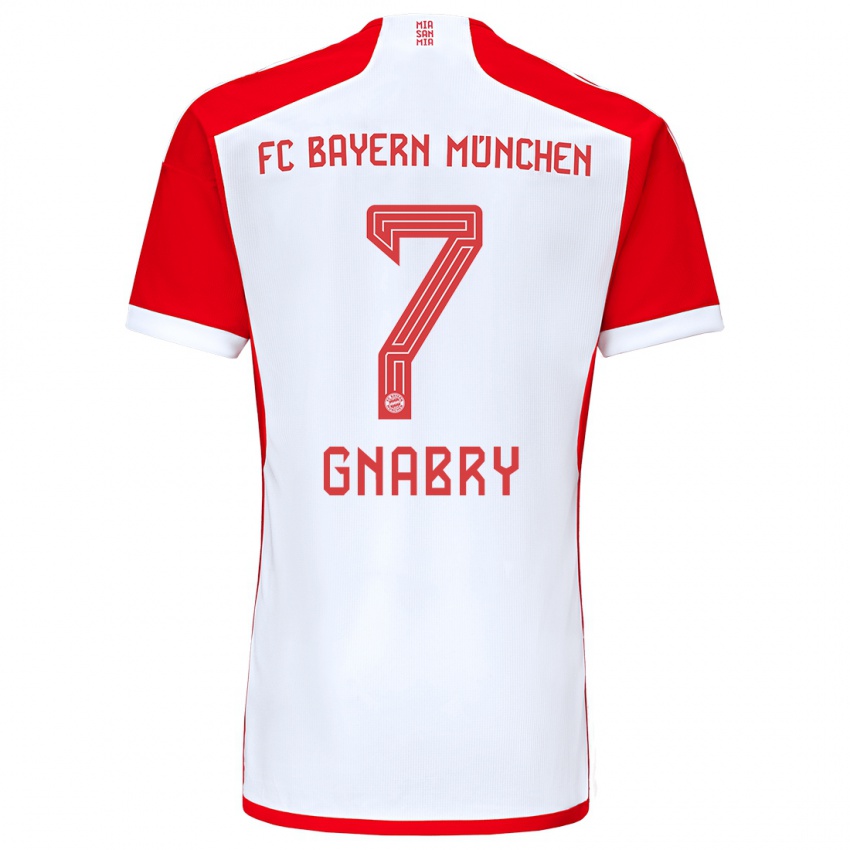 Hombre Camiseta Serge Gnabry #7 Rojo Blanco 1ª Equipación 2023/24 La Camisa