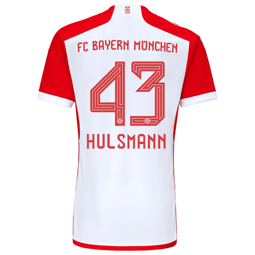 Hombre Camiseta Tom Hulsmann #43 Rojo Blanco 1ª Equipación 2023/24 La Camisa