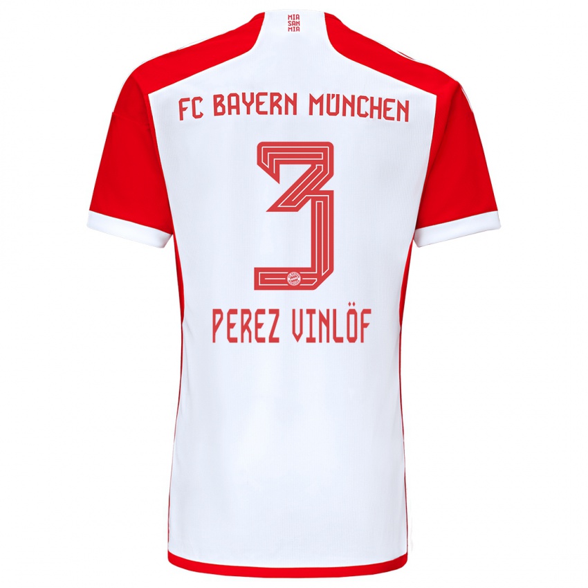 Hombre Camiseta Matteo Perez Vinlöf #3 Rojo Blanco 1ª Equipación 2023/24 La Camisa