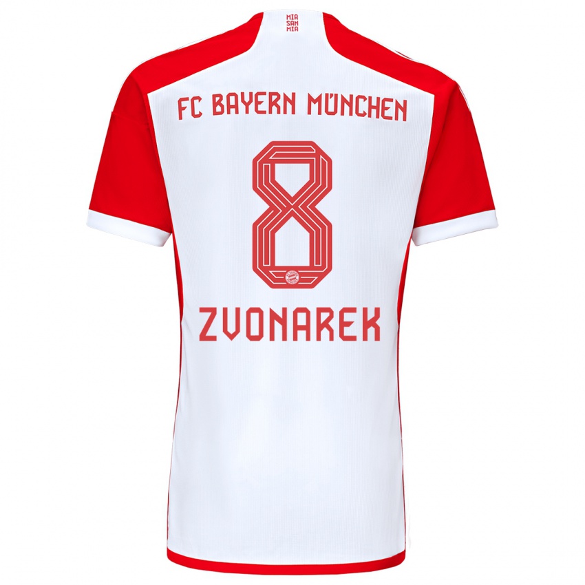 Hombre Camiseta Lovro Zvonarek #8 Rojo Blanco 1ª Equipación 2023/24 La Camisa
