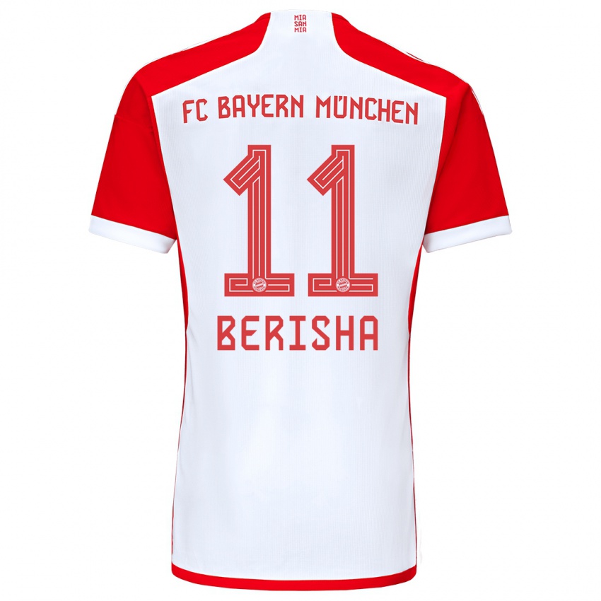 Hombre Camiseta Dion Berisha #11 Rojo Blanco 1ª Equipación 2023/24 La Camisa
