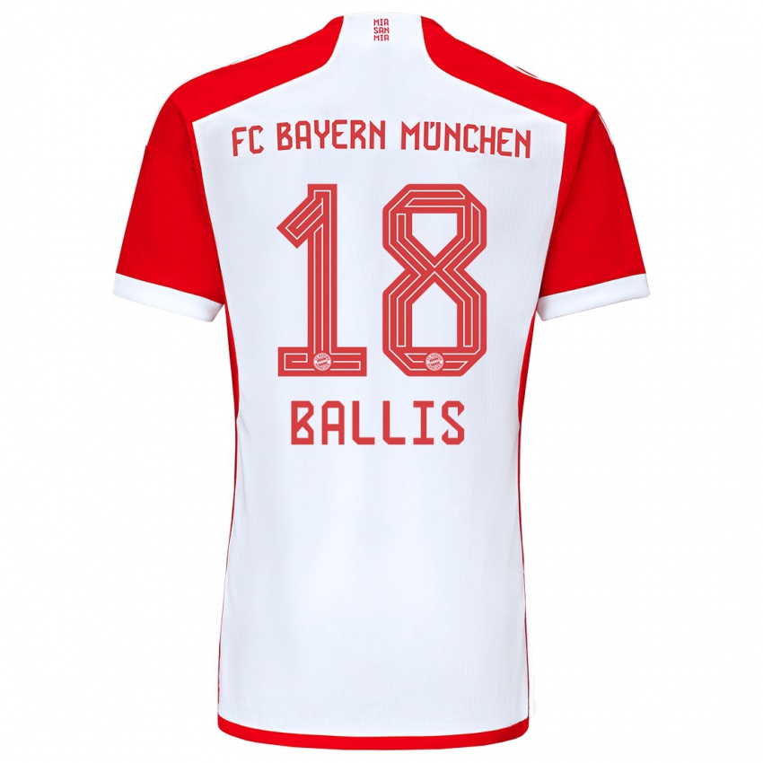 Hombre Camiseta Benjamin Ballis #18 Rojo Blanco 1ª Equipación 2023/24 La Camisa