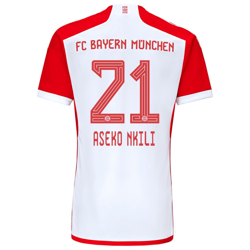 Hombre Camiseta Noel Aseko Nkili #21 Rojo Blanco 1ª Equipación 2023/24 La Camisa