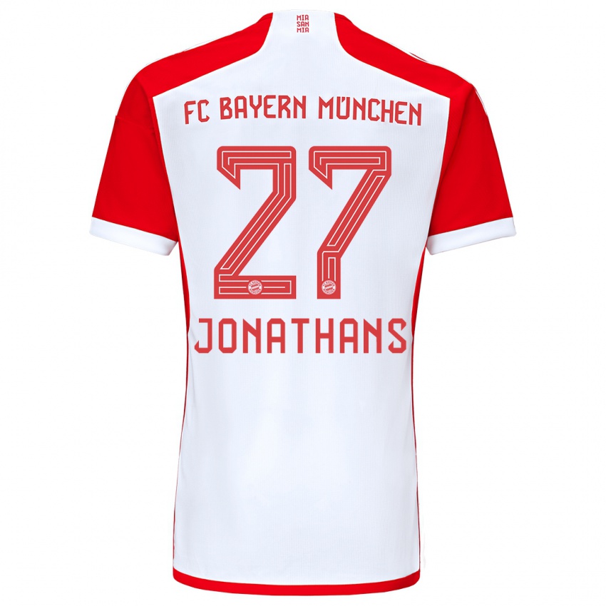 Hombre Camiseta David Jonathans #27 Rojo Blanco 1ª Equipación 2023/24 La Camisa