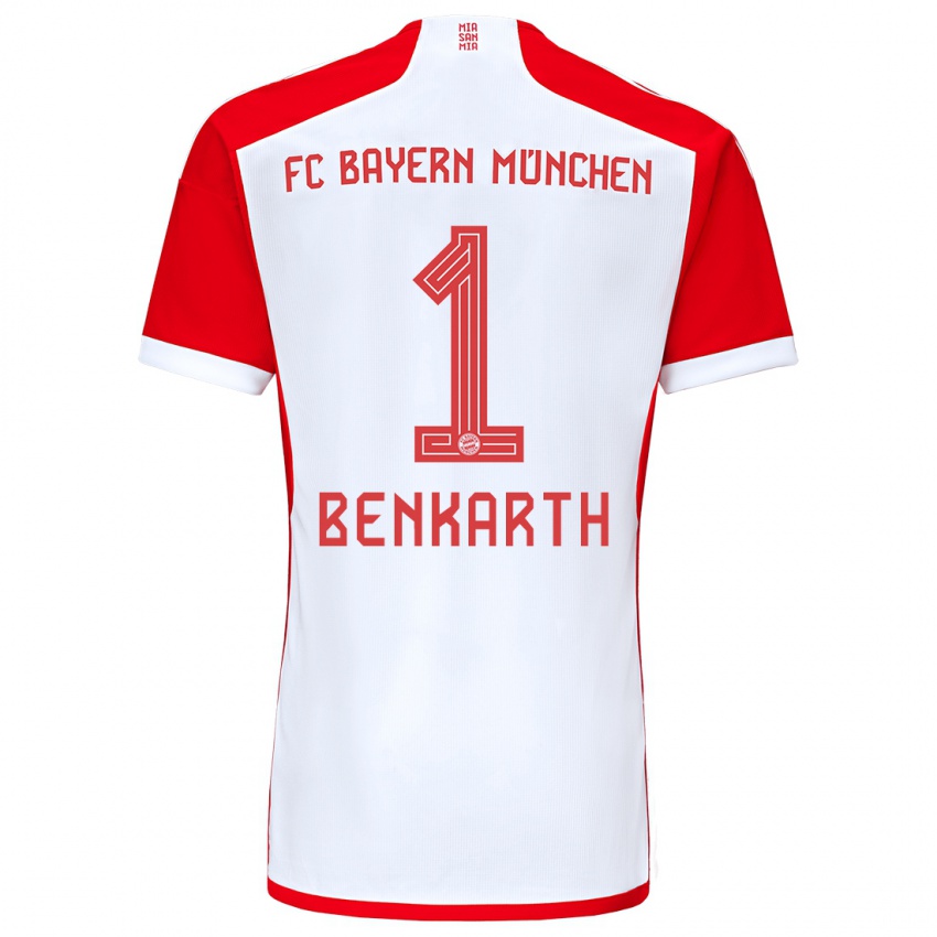 Hombre Camiseta Laura Benkarth #1 Rojo Blanco 1ª Equipación 2023/24 La Camisa