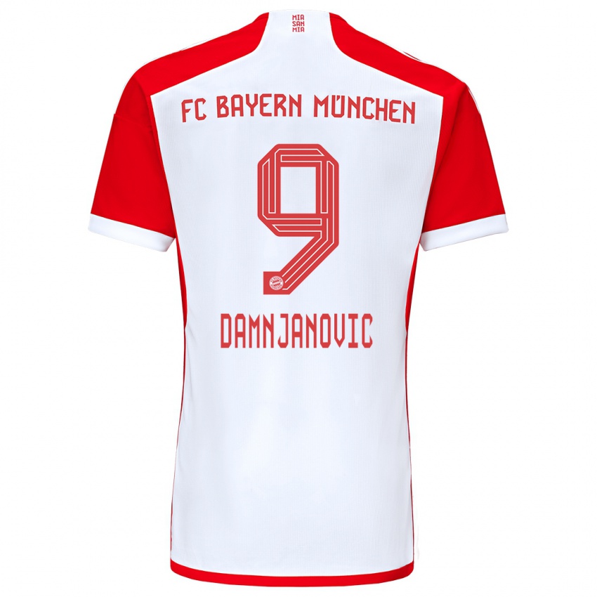 Hombre Camiseta Jovana Damnjanovic #9 Rojo Blanco 1ª Equipación 2023/24 La Camisa