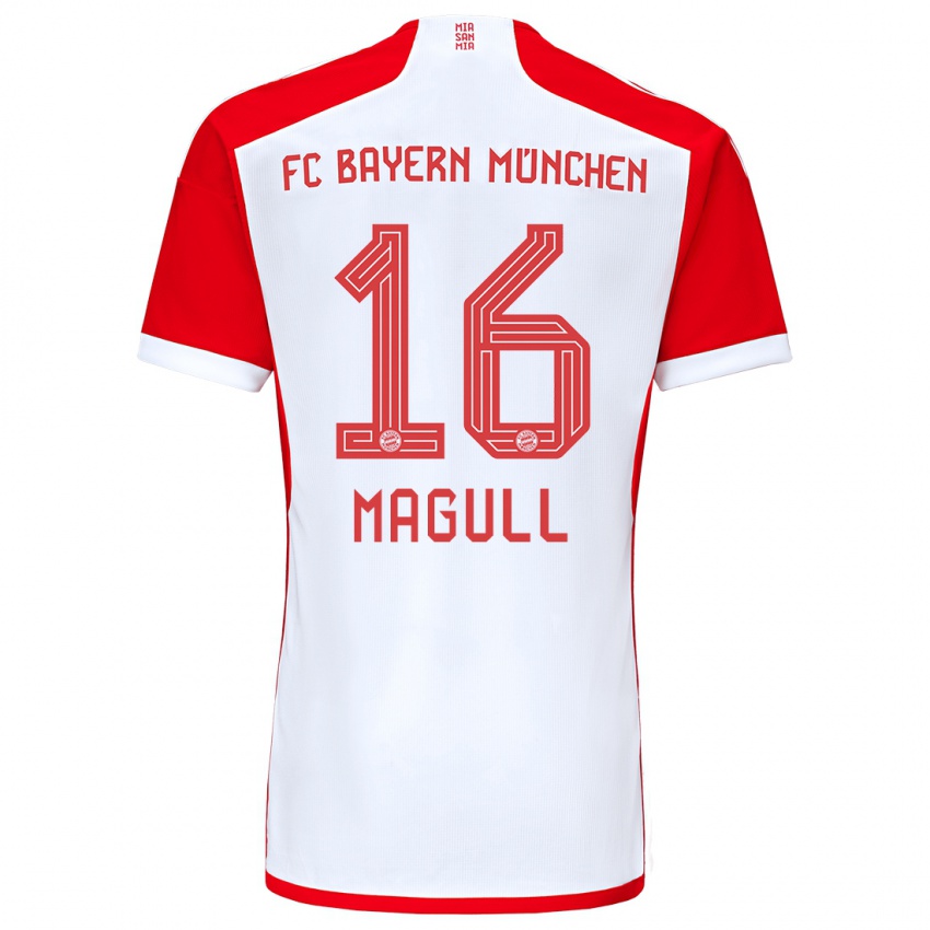 Hombre Camiseta Lina Magull #16 Rojo Blanco 1ª Equipación 2023/24 La Camisa