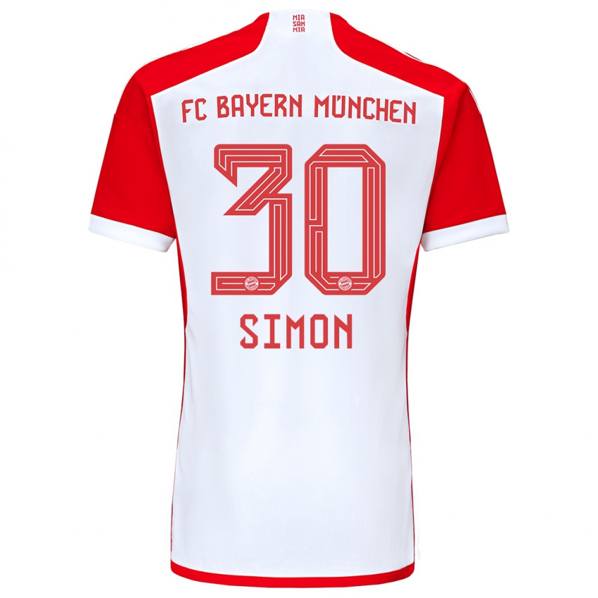 Hombre Camiseta Carolin Simon #30 Rojo Blanco 1ª Equipación 2023/24 La Camisa