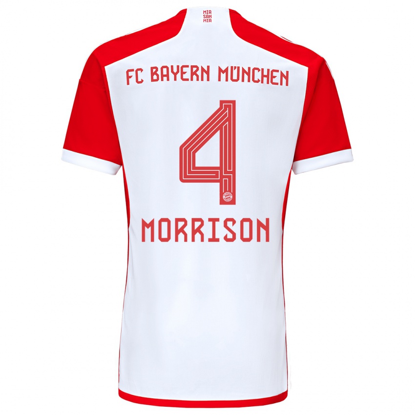 Hombre Camiseta Liam Morrison #4 Rojo Blanco 1ª Equipación 2023/24 La Camisa
