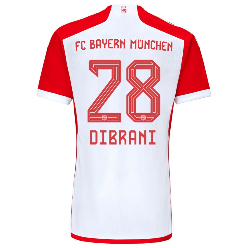 Hombre Camiseta Benjamin Dibrani #28 Rojo Blanco 1ª Equipación 2023/24 La Camisa