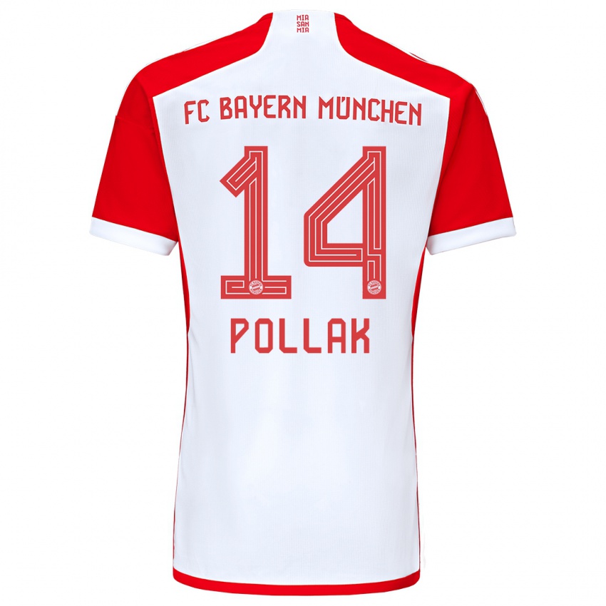 Hombre Camiseta Florian Pollak #14 Rojo Blanco 1ª Equipación 2023/24 La Camisa