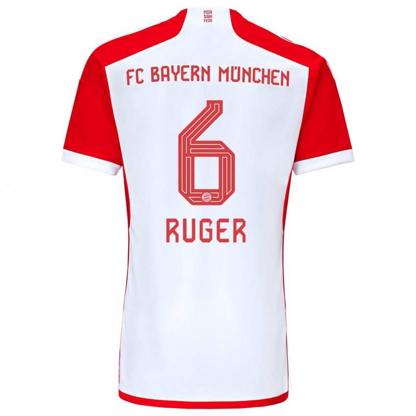 Hombre Camiseta Kurt Ruger #6 Rojo Blanco 1ª Equipación 2023/24 La Camisa