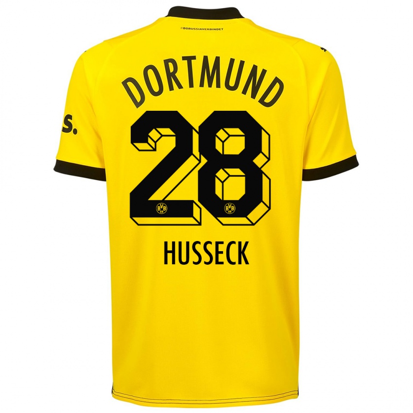 Hombre Camiseta Jonah Husseck #28 Amarillo 1ª Equipación 2023/24 La Camisa