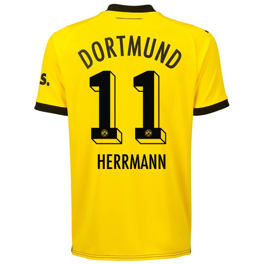 Hombre Camiseta Charles Herrmann #11 Amarillo 1ª Equipación 2023/24 La Camisa