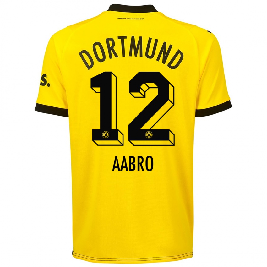 Hombre Camiseta Gustav Aabro #12 Amarillo 1ª Equipación 2023/24 La Camisa