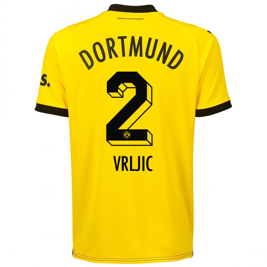 Hombre Camiseta Daniel Vrljic #2 Amarillo 1ª Equipación 2023/24 La Camisa
