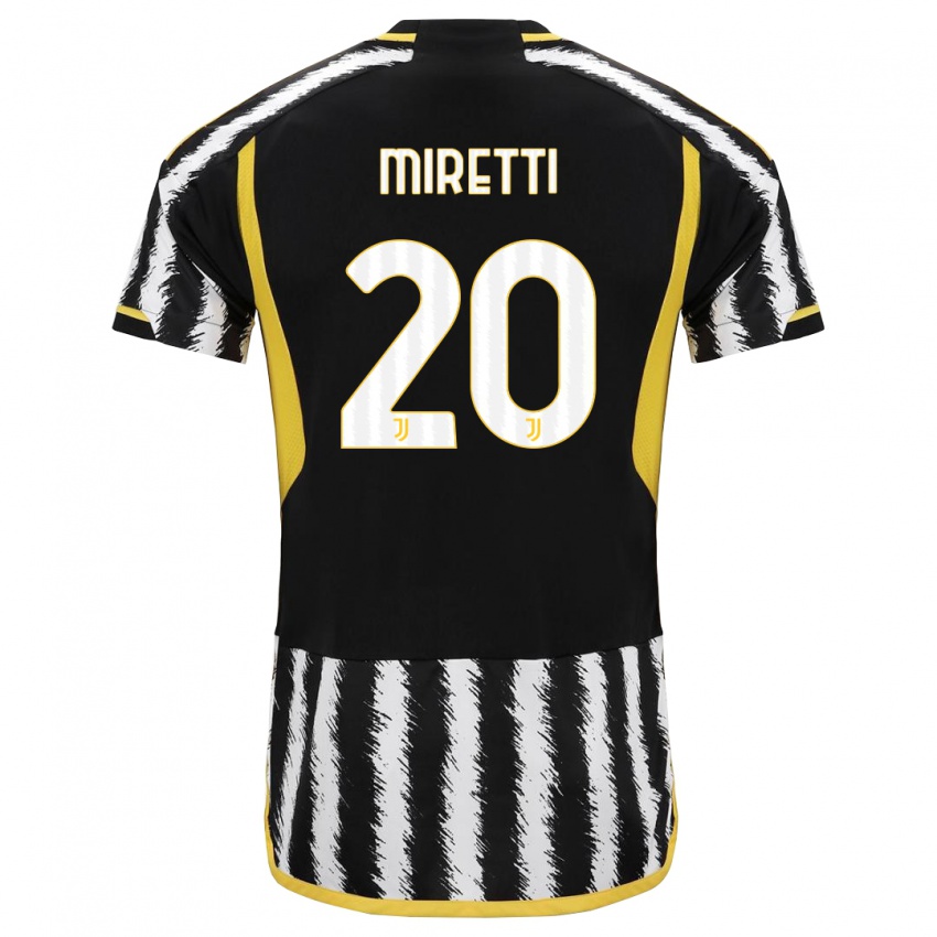 Hombre Camiseta Fabio Miretti #20 Blanco Negro 1ª Equipación 2023/24 La Camisa