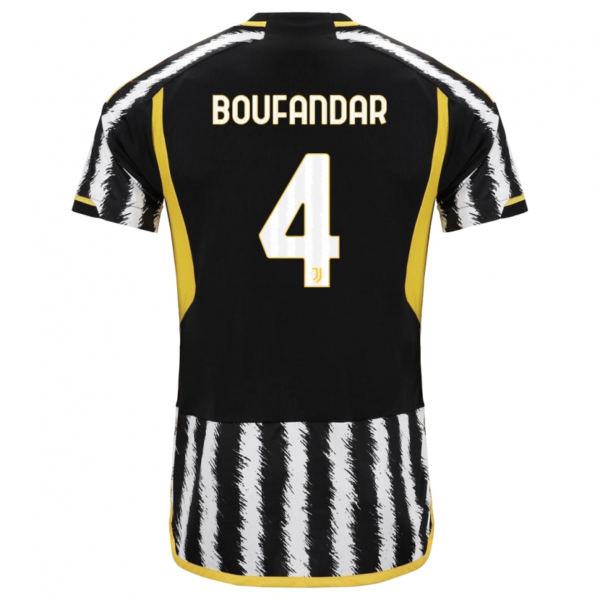 Hombre Camiseta Adam Boufandar #4 Blanco Negro 1ª Equipación 2023/24 La Camisa