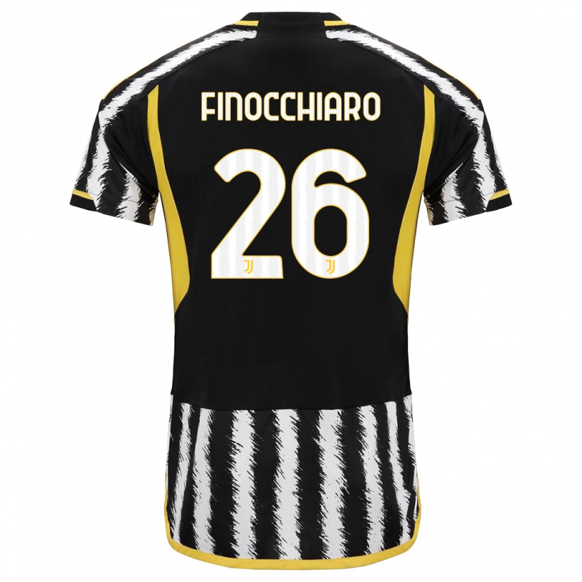 Hombre Camiseta Gabriele Finocchiaro #26 Blanco Negro 1ª Equipación 2023/24 La Camisa