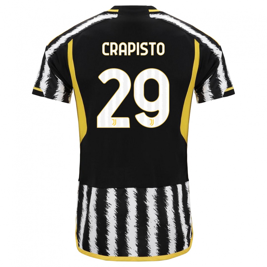 Hombre Camiseta Francesco Crapisto #29 Blanco Negro 1ª Equipación 2023/24 La Camisa