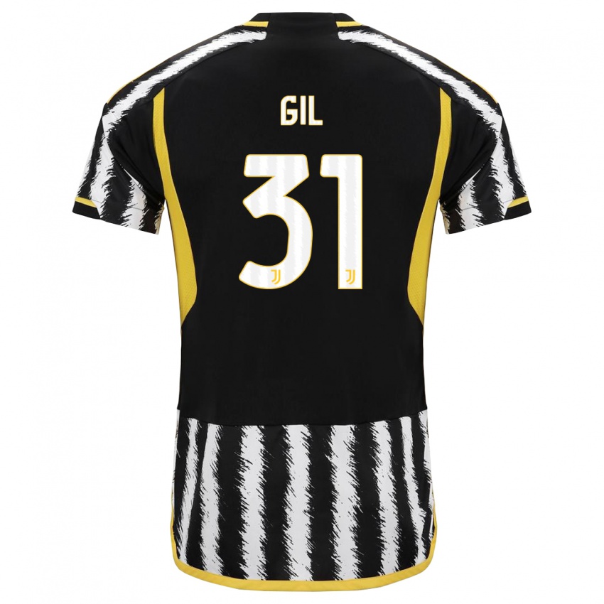 Hombre Camiseta Javier Gil #31 Blanco Negro 1ª Equipación 2023/24 La Camisa