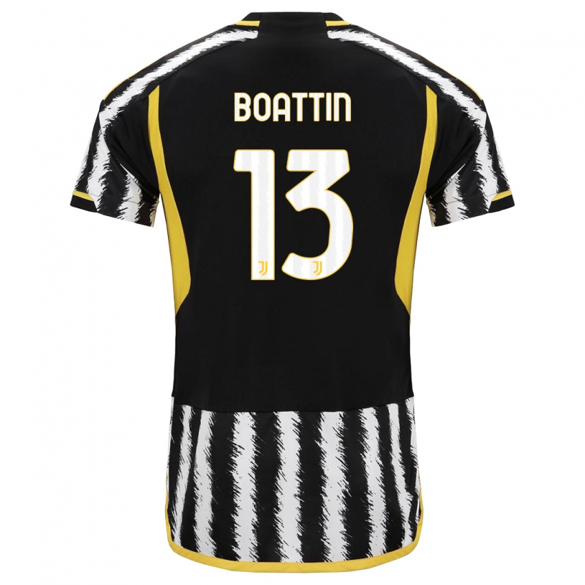 Hombre Camiseta Lisa Boattin #13 Blanco Negro 1ª Equipación 2023/24 La Camisa