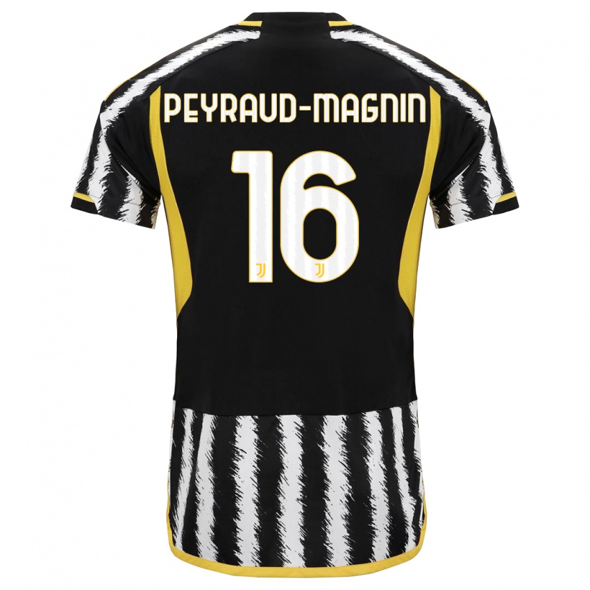 Hombre Camiseta Pauline Peyraud-Magnin #16 Blanco Negro 1ª Equipación 2023/24 La Camisa