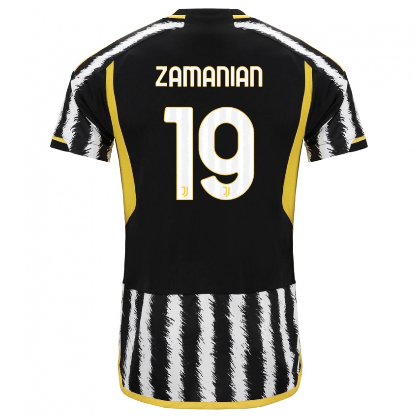 Hombre Camiseta Annahita Zamanian #19 Blanco Negro 1ª Equipación 2023/24 La Camisa