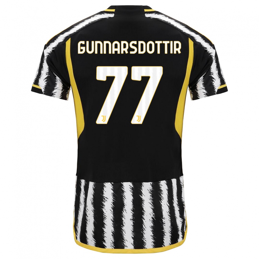 Hombre Camiseta Sara Bjork Gunnarsdottir #77 Blanco Negro 1ª Equipación 2023/24 La Camisa