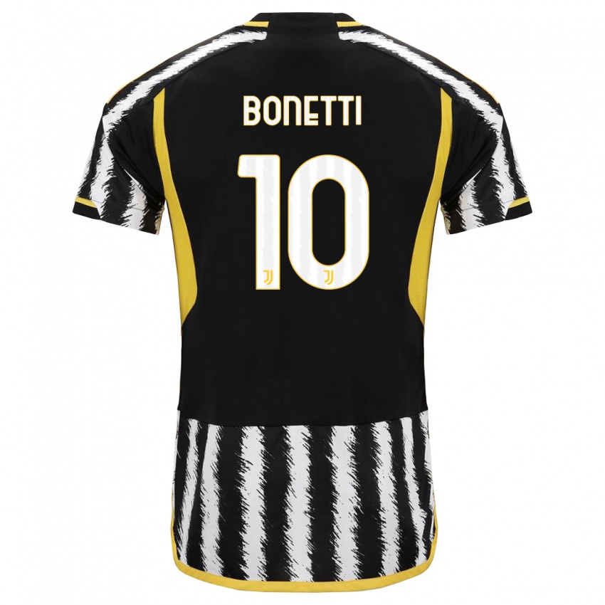 Hombre Camiseta Andrea Bonetti #10 Blanco Negro 1ª Equipación 2023/24 La Camisa