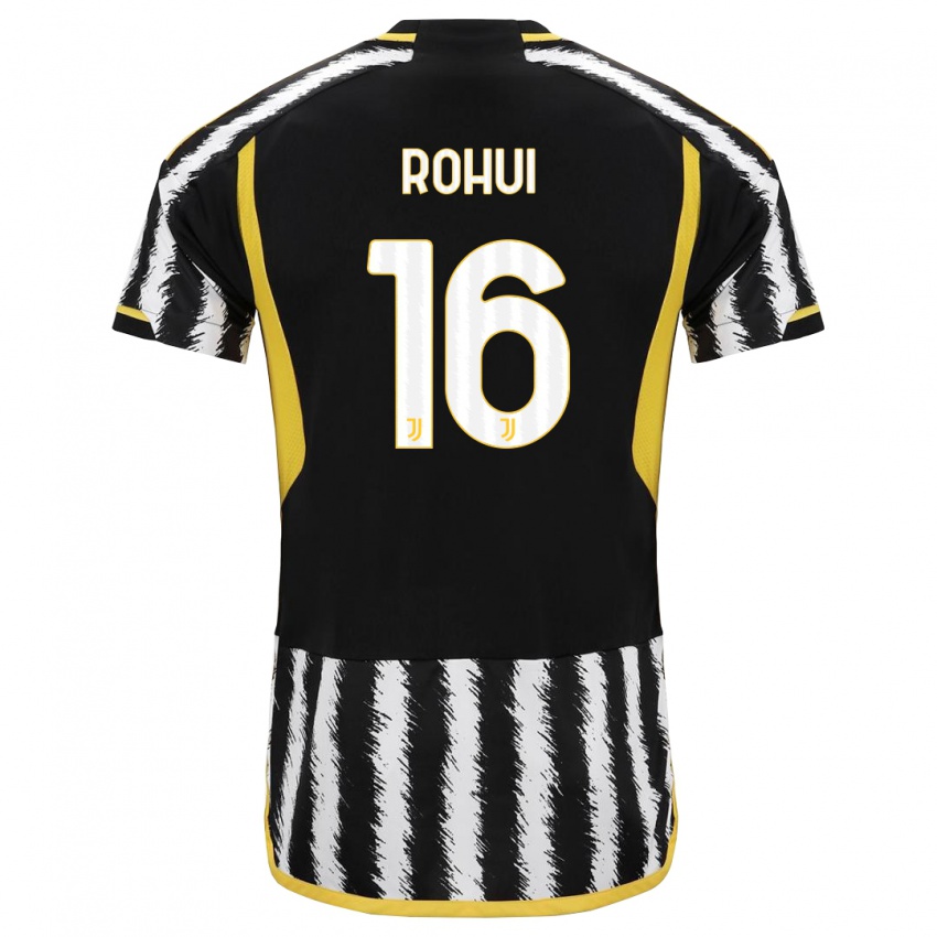 Hombre Camiseta Jonas Rohui #16 Blanco Negro 1ª Equipación 2023/24 La Camisa