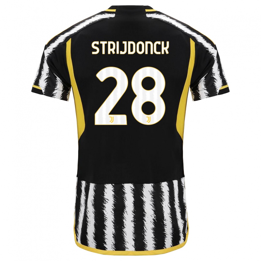 Hombre Camiseta Bayron Strijdonck #28 Blanco Negro 1ª Equipación 2023/24 La Camisa