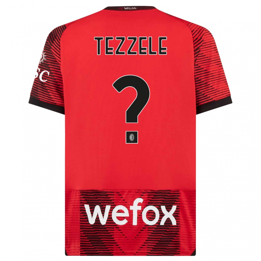 Hombre Camiseta Matteo Tezzele #0 Negro Rojo 1ª Equipación 2023/24 La Camisa