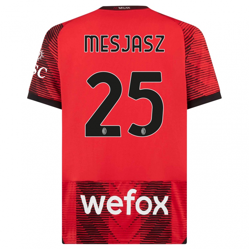 Hombre Camiseta Malgorzata Mesjasz #25 Negro Rojo 1ª Equipación 2023/24 La Camisa