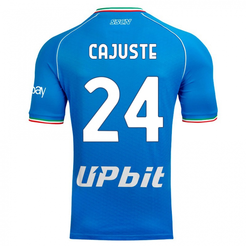 Hombre Camiseta Jens Cajuste #24 Cielo Azul 1ª Equipación 2023/24 La Camisa