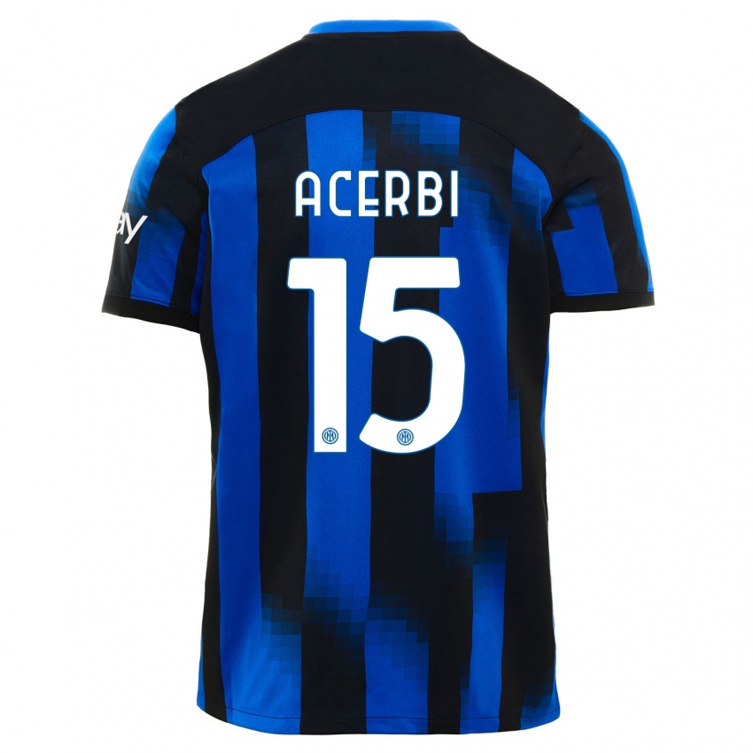 Hombre Camiseta Francesco Acerbi #15 Azul Negro 1ª Equipación 2023/24 La Camisa