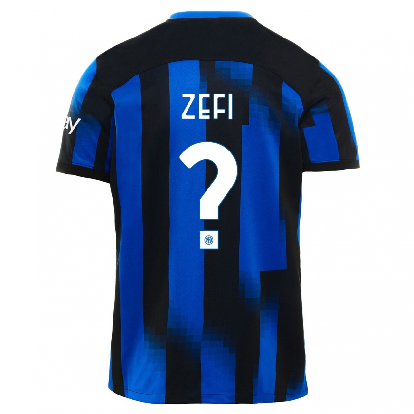 Hombre Camiseta Kevin Zefi #0 Azul Negro 1ª Equipación 2023/24 La Camisa