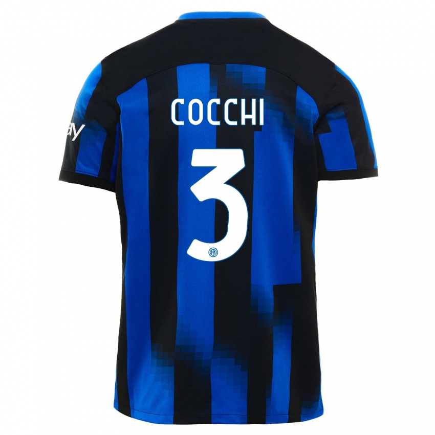 Hombre Camiseta Matteo Cocchi #3 Azul Negro 1ª Equipación 2023/24 La Camisa