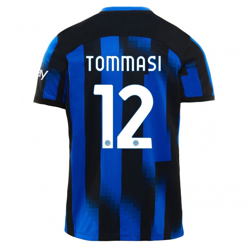 Hombre Camiseta Francesco Tommasi #12 Azul Negro 1ª Equipación 2023/24 La Camisa