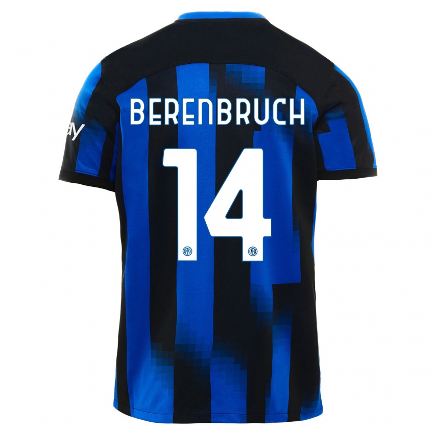Hombre Camiseta Thomas Berenbruch #14 Azul Negro 1ª Equipación 2023/24 La Camisa