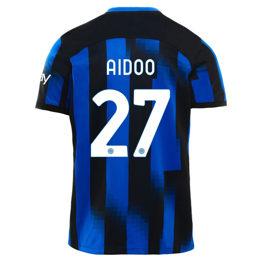 Hombre Camiseta Mike Aidoo #27 Azul Negro 1ª Equipación 2023/24 La Camisa