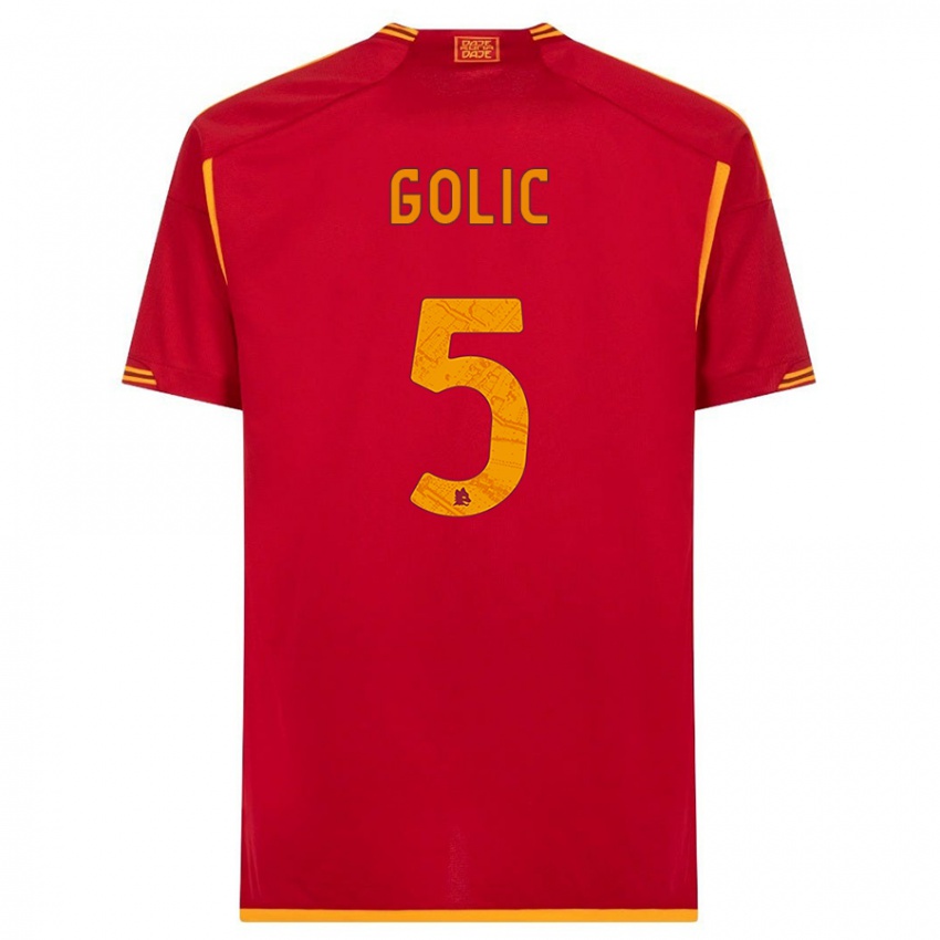 Hombre Camiseta Lovro Golic #5 Rojo 1ª Equipación 2023/24 La Camisa