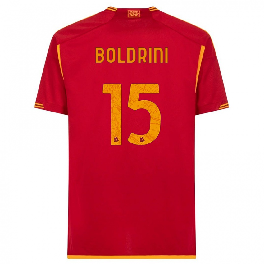 Hombre Camiseta Mattia Boldrini #15 Rojo 1ª Equipación 2023/24 La Camisa