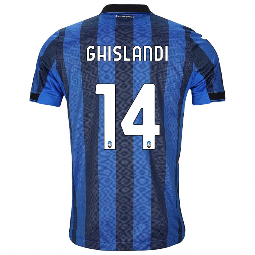 Hombre Camiseta Davide Ghislandi #14 Azul Negro 1ª Equipación 2023/24 La Camisa