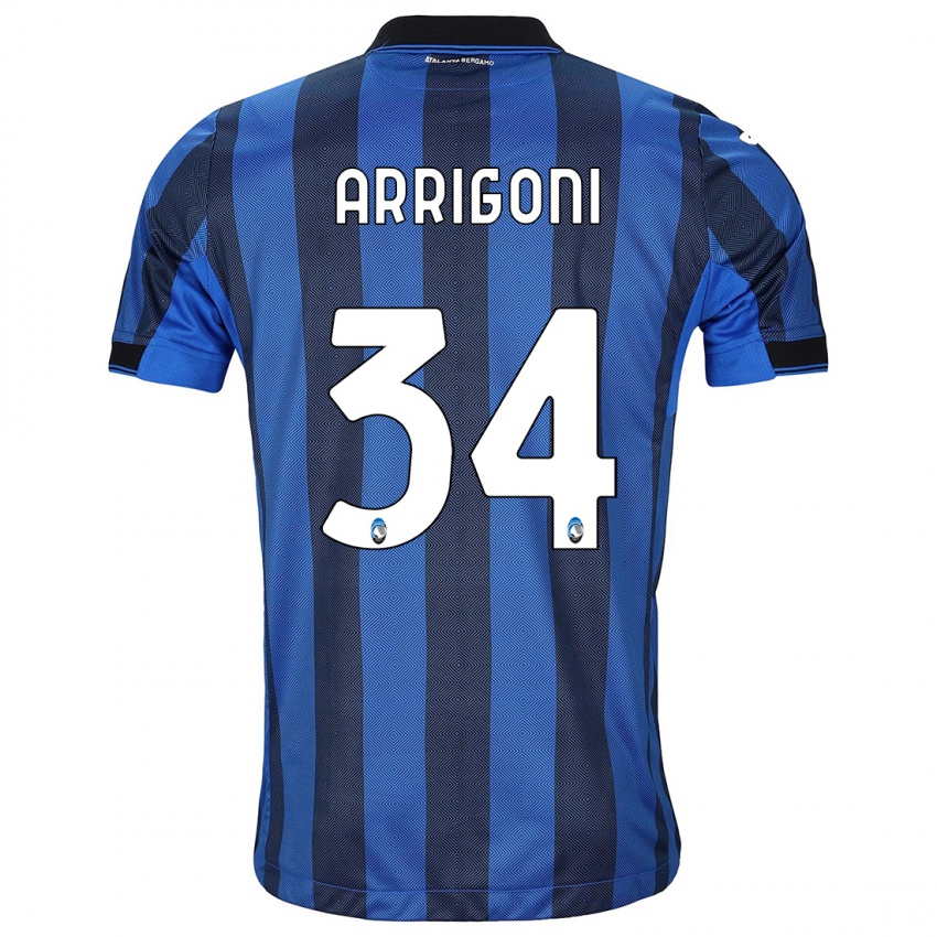 Hombre Camiseta Mattia Arrigoni #34 Azul Negro 1ª Equipación 2023/24 La Camisa
