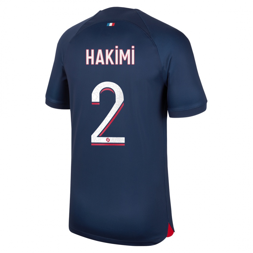 Hombre Camiseta Achraf Hakimi #2 Azul Rojo 1ª Equipación 2023/24 La Camisa