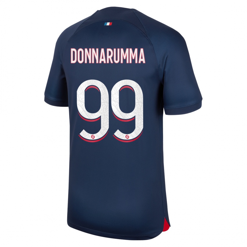 Hombre Camiseta Gianluigi Donnarumma #99 Azul Rojo 1ª Equipación 2023/24 La Camisa