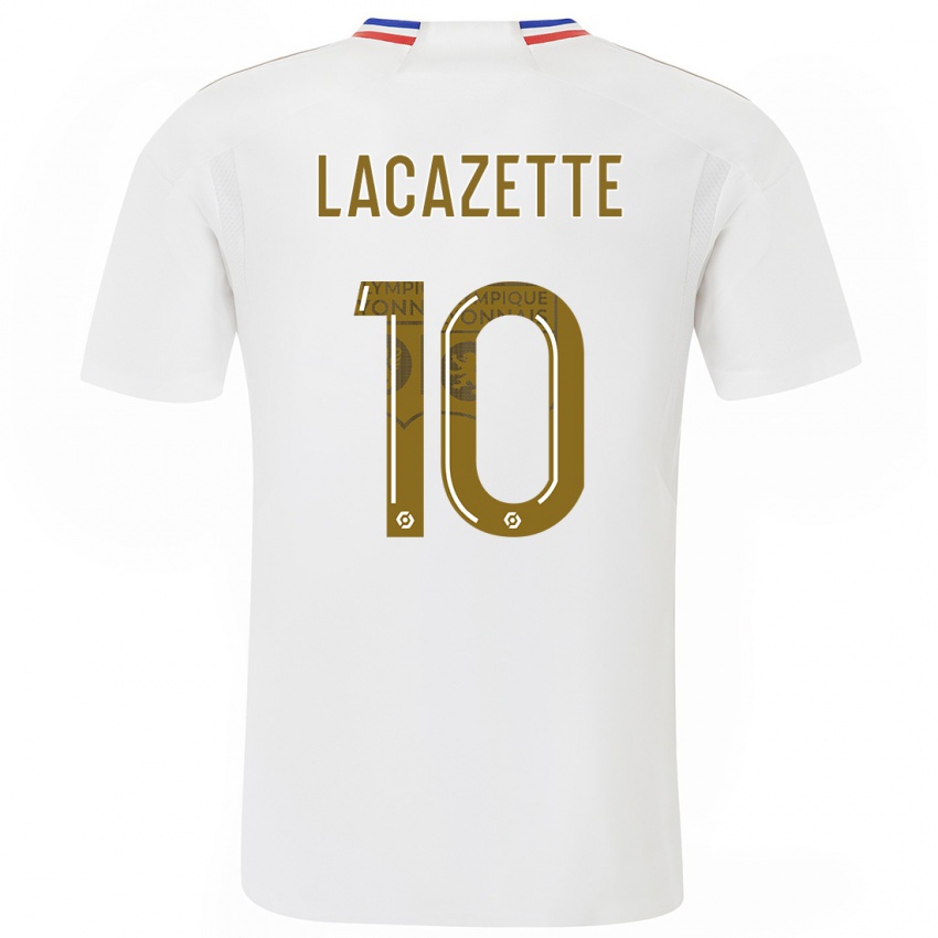 Hombre Camiseta Alexandre Lacazette #10 Blanco 1ª Equipación 2023/24 La Camisa