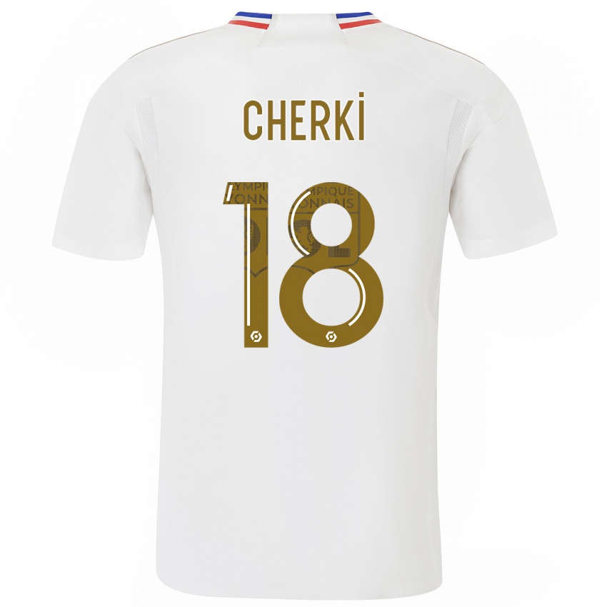 Hombre Camiseta Rayan Cherki #18 Blanco 1ª Equipación 2023/24 La Camisa